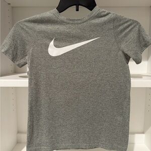 Nike Kids Heather Gray Tee with White Logo